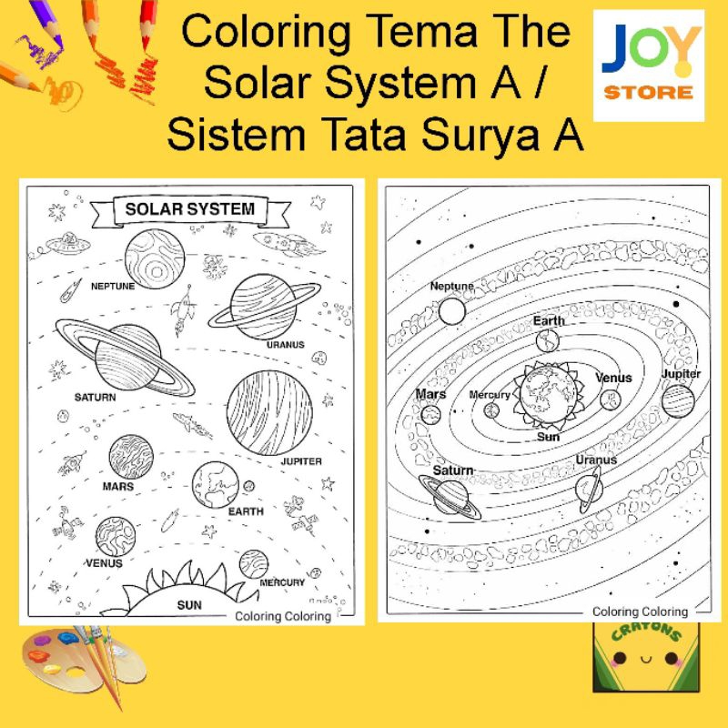 

Kertas Gambar Mewarnai ukuran A4 dan A5 150 gsm - Coloring Paper Tema Planet Tata Surya A Luar angkasa Toko Joy Store