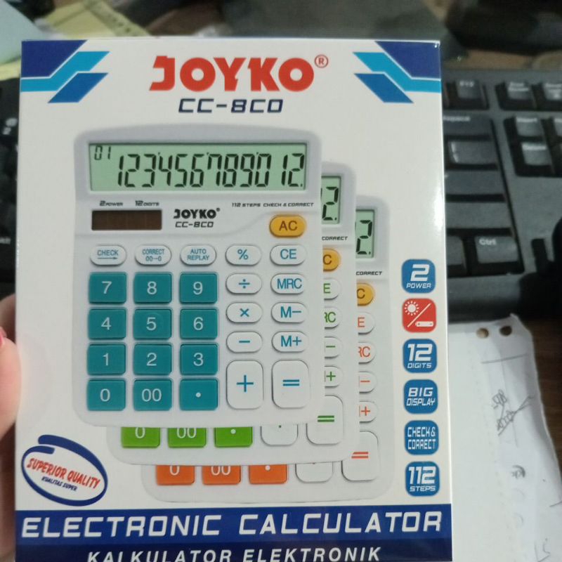 

Kalkulator Joyko CC8C0 12digit. sudah termasuk batre AA