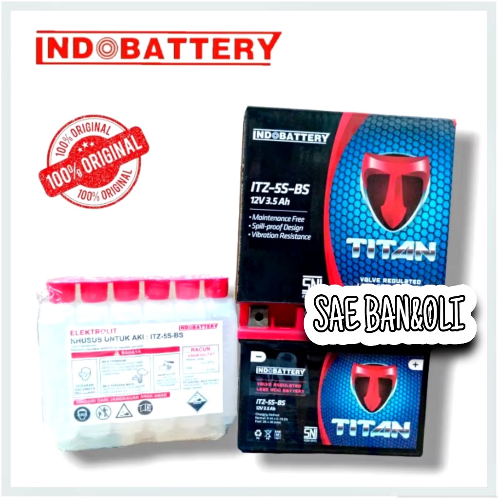 AKI ITZ5S INDOBATTERY TITAN AKI KERING aki motor beat kharisma
