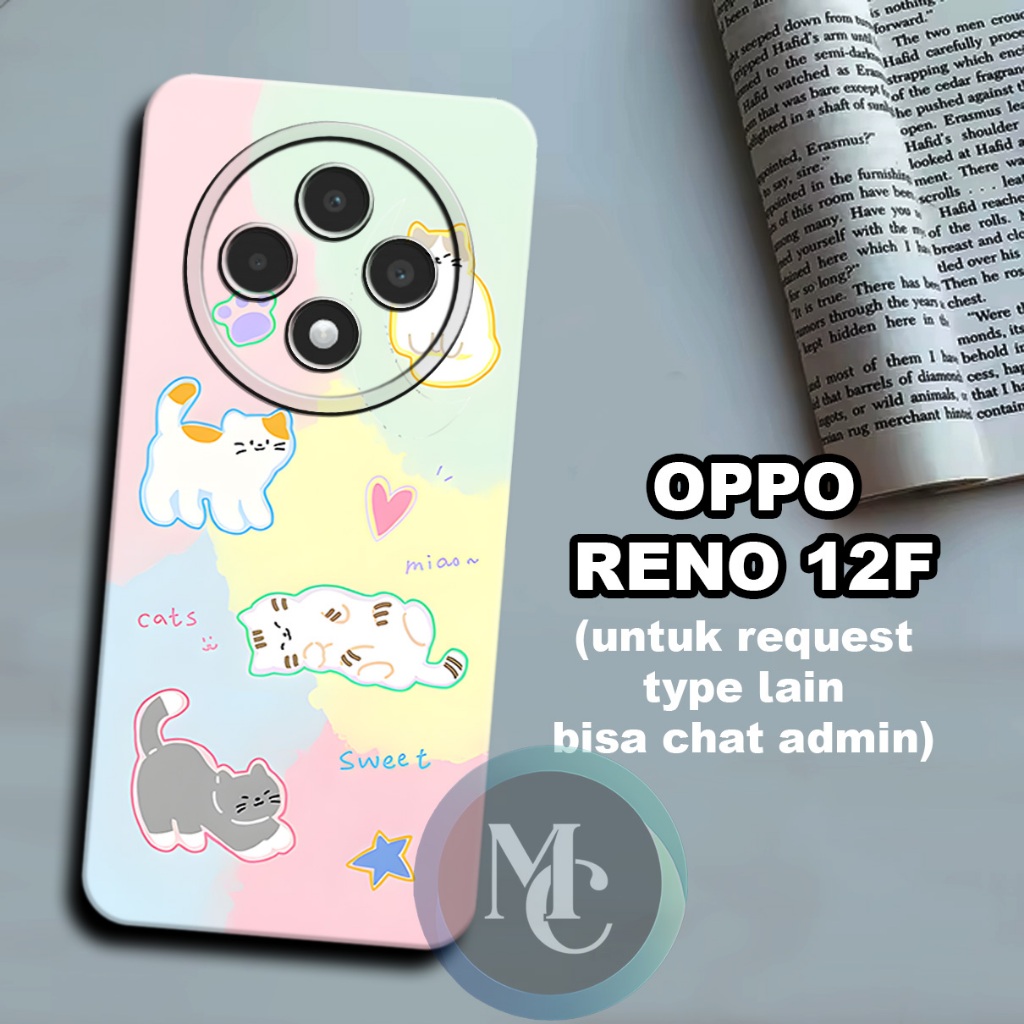 CC22/ Softcase karet lentur untuk OPPO Reno 12F/Motif kucing/case OPPO Reno 12F /kesing OPPO Reno 12
