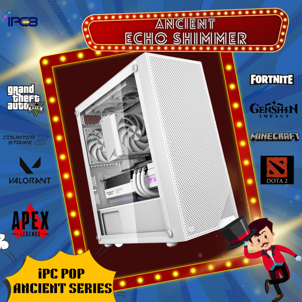 iPC POP ANCIENT SERIES ECHO SHIMMER - PC RAKITAN AMD RYZEN 5 5500 | B550M | 2X8GB 3600MHZ | SSD 512G