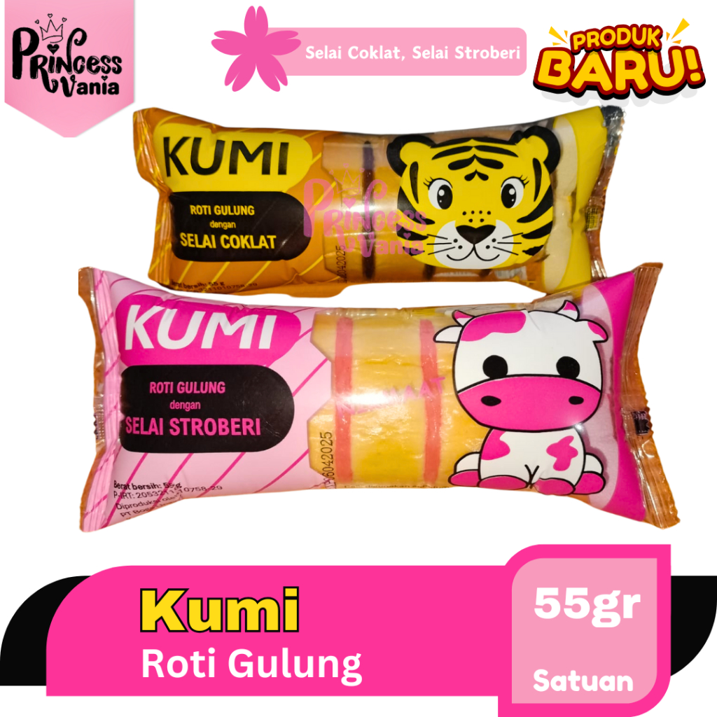 

KUMI ROTI GULUNG SATUAN 55GR RASA SELAI STROBERI COKELAT