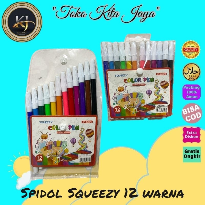 

Spidol 12 Warna Squeezy