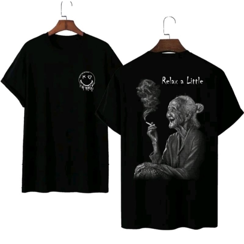 Kaos Hitam Relax a Little pria/wanita dewasa