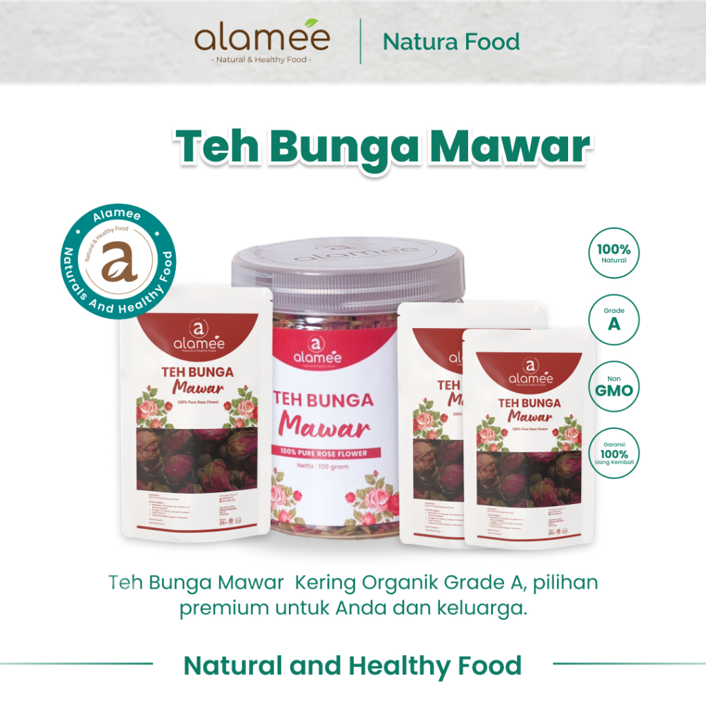 

ALAMEE Teh Bunga Mawar Rose Flower Tea Organik Kering Dried Premium