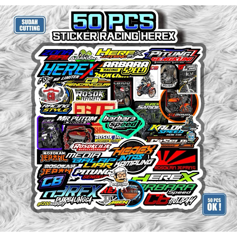 Stiker Herex stiker racing isi 50pcs stiker motor herex racing bengkel balap