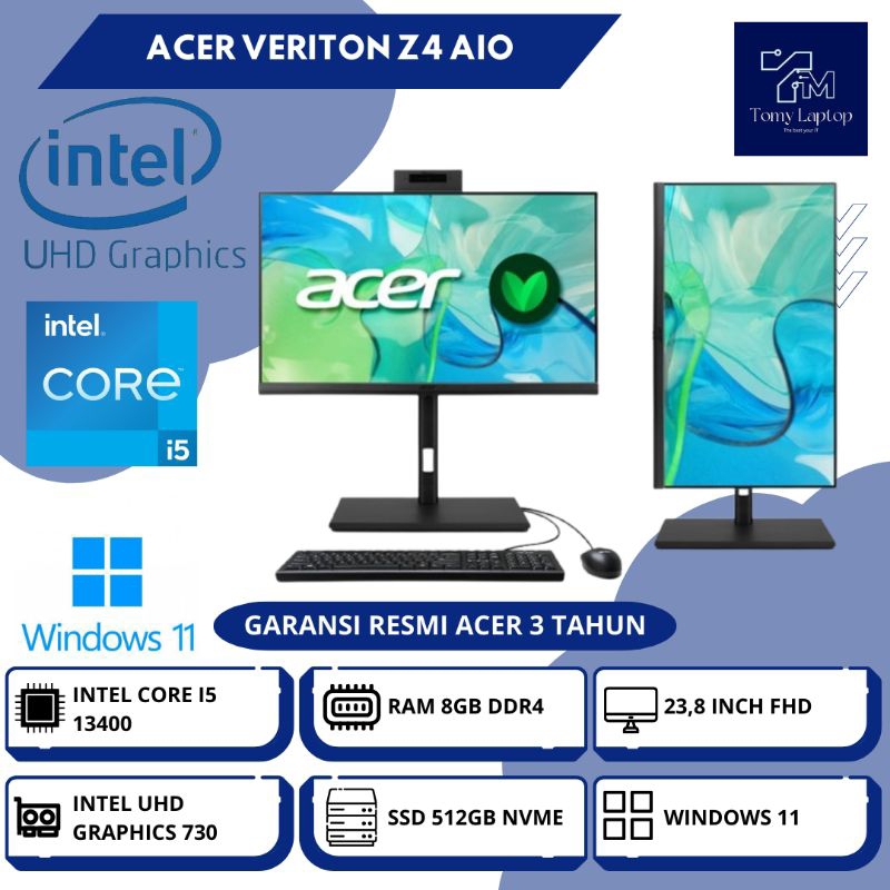 PC BARU ACER VERITON Z4 AIO/ INTEL CORE I5-13400/ RAM 8GB DDR4/ SSD 512GB NVME/ 23,8INCH FHD