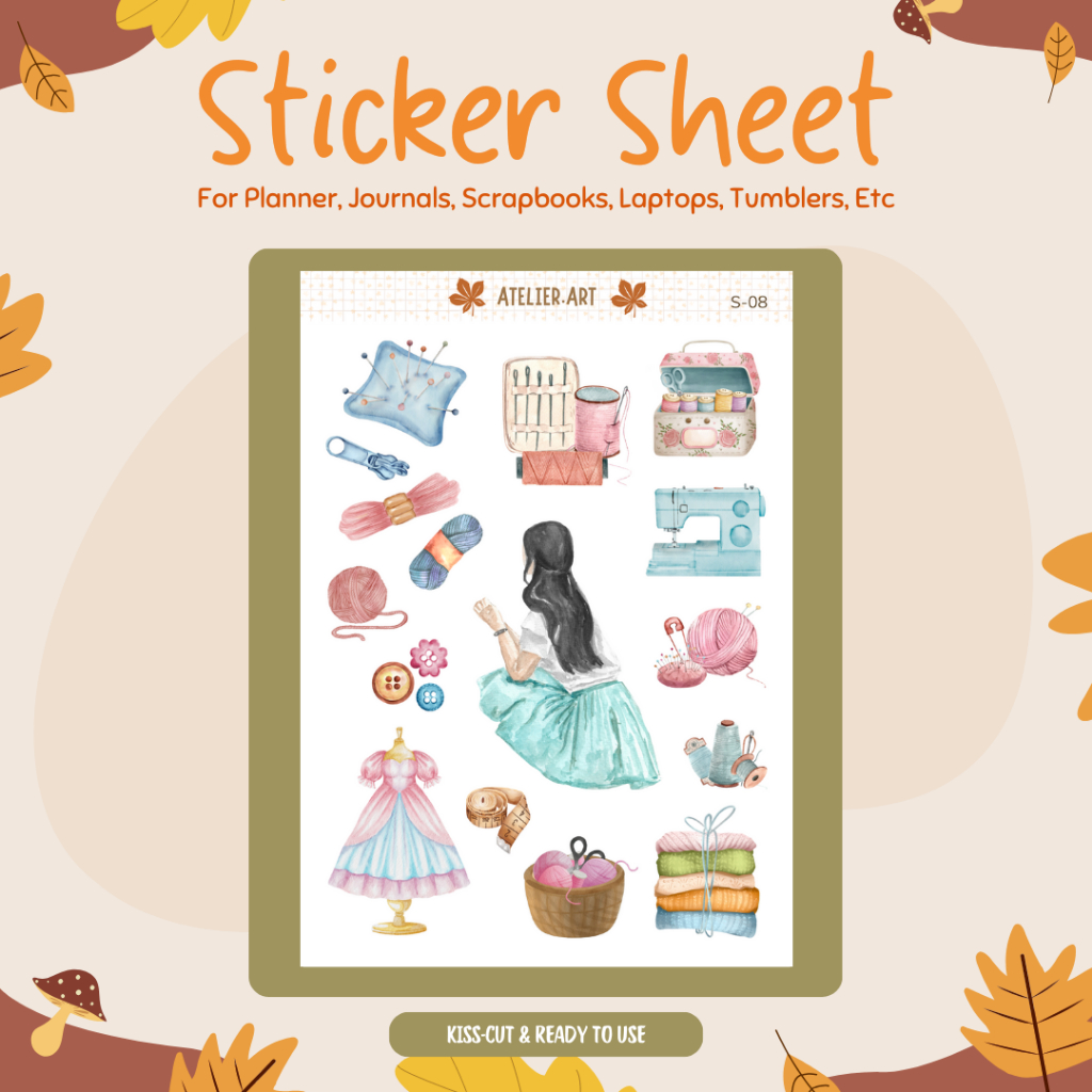 

S-08 Atelier.Art | Seamstress Sheet, Dressmaker Stickers, Dressmaker Vibes Gift, Dressmaker Cover Sticker, Dressmaker Deco, Dressmaker Decals, Stiker Spring | Stiker Estetik, Stiker Jurnal, Stiker Lucu, Stiker Buku