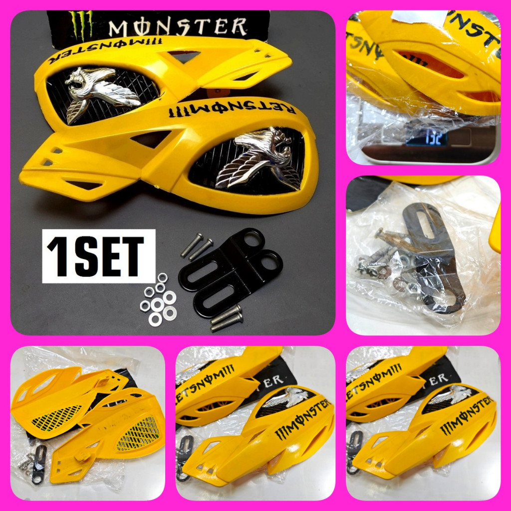 PALING MURAH DI INDONEIA HANDGUARD MONSTER KUNING pelindung stang jari tangan set isi 2 klx matic tr