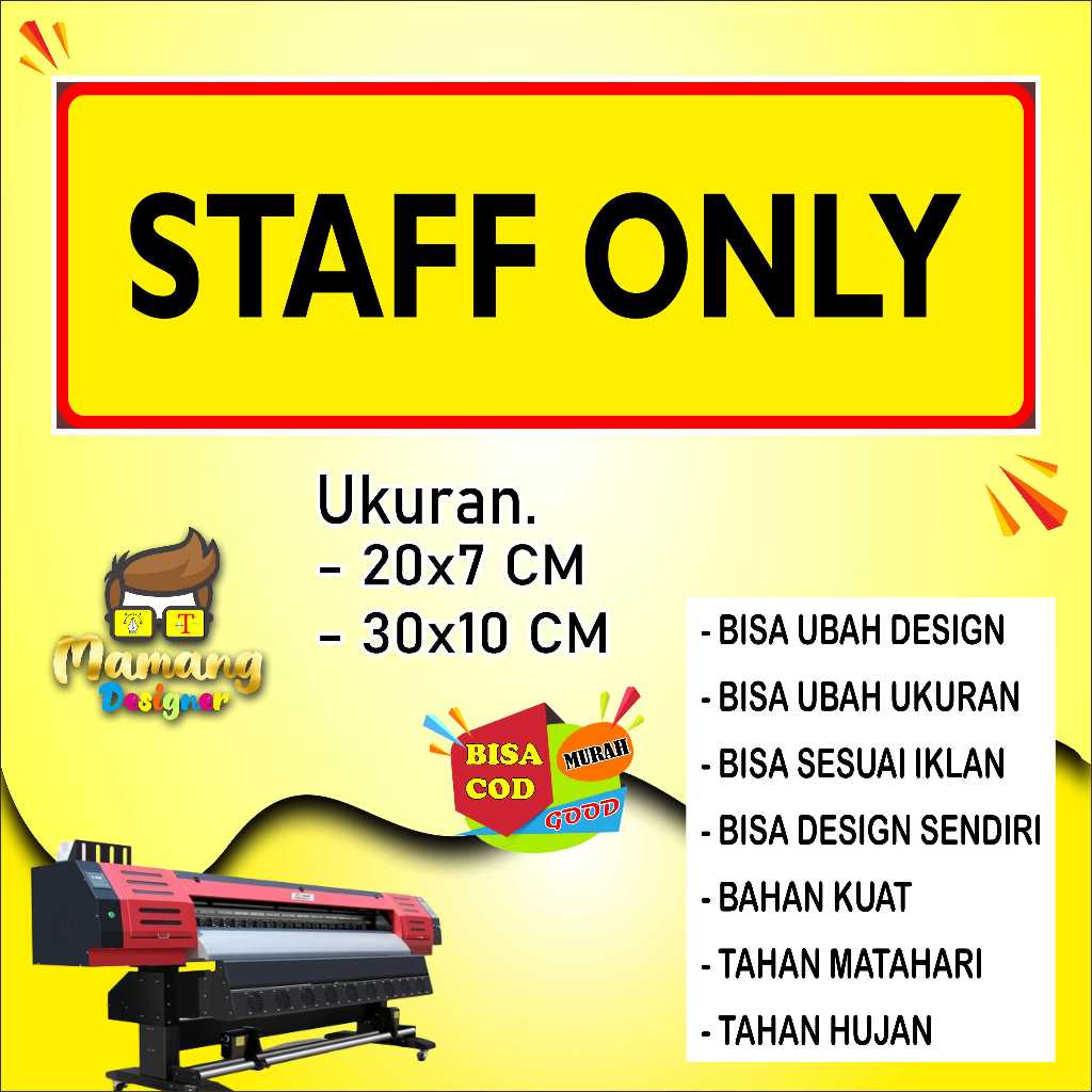 

Sticker Untuk Tempelan di Meja Kasir Bahan Glosy Kuning