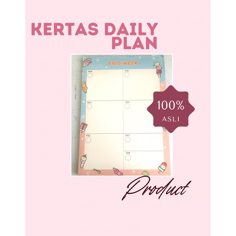 

Kertas Daily Plan This Week ASLI per10pcs