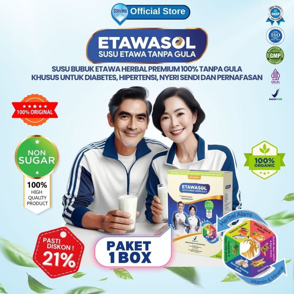 

Etawasol Susu Kambing BPOM Bebas Gula Untuk Diabetes, Hipertensi, Nyeri Sendi dan Pernafasan - 1 Box