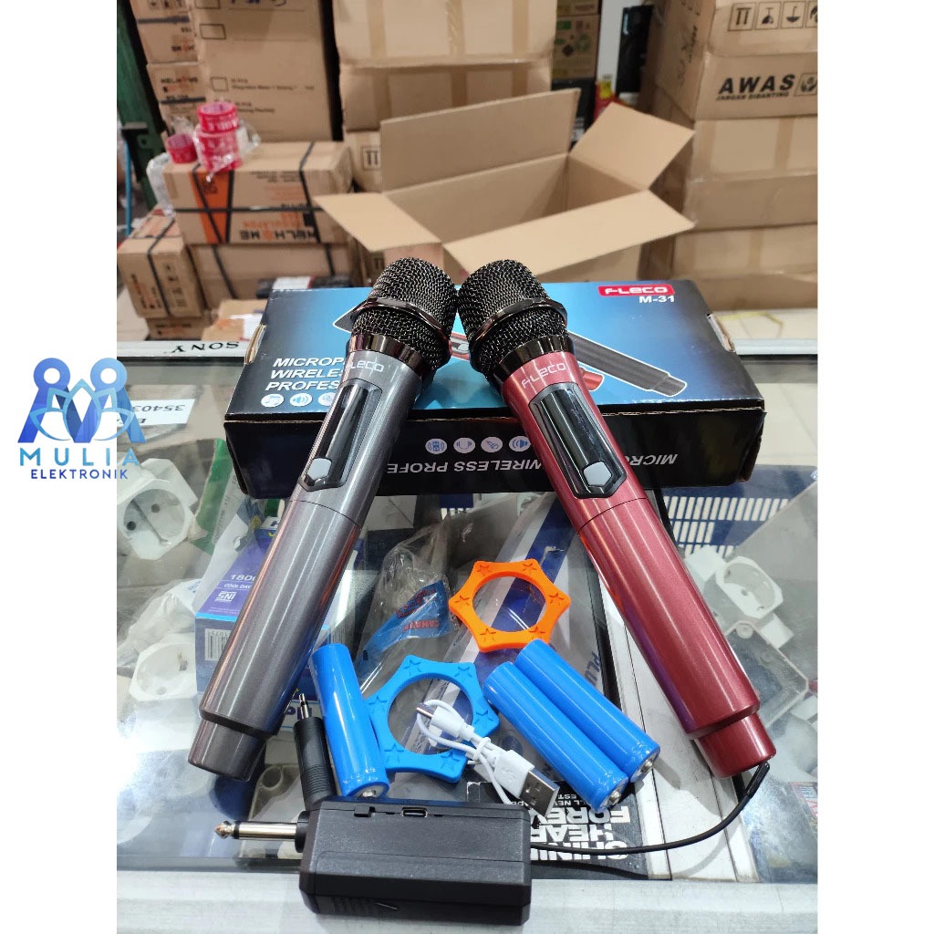 Microphone Profesional Wireless Mic Double FLECO M-31 Karaoke M 31 PROMO
