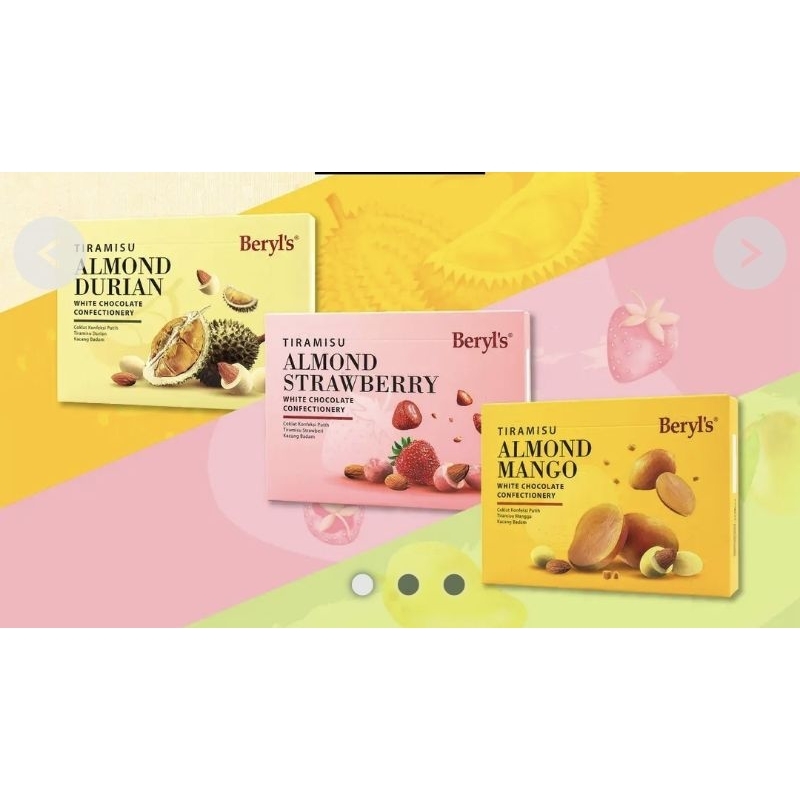 

Beryl's Tiramisu Almond Durian - Mango - Strawberry - Beryls White Chocolate