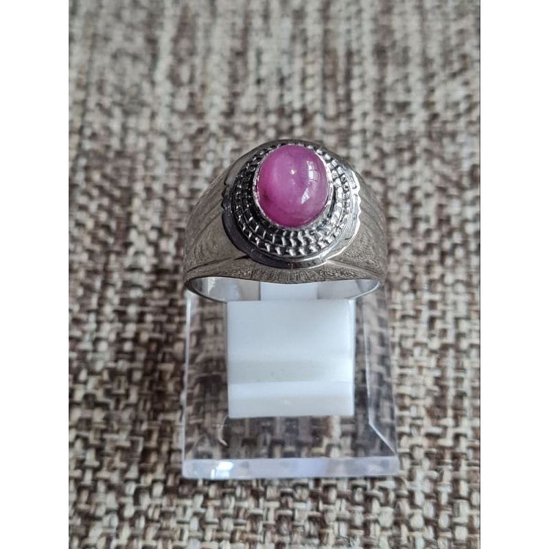 059. Cincin Natural Star Ruby tanpa memo, Ring Monel, size: 9