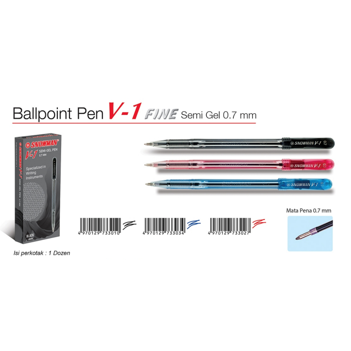 

Pulpen Snowman V1 - 0.7 mm (Per Lusin)