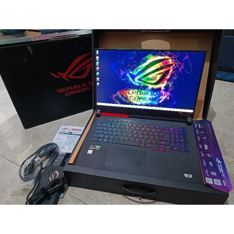 Laptop Asus ROG Strix G713QM AMD Ryzen 7 Dobel VGA RTX 3060 Ram 16GB, SSD 512GB Buat desain Ngerende