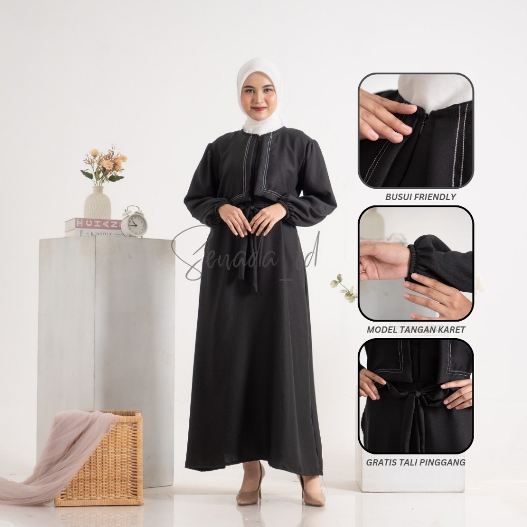 (BISA COD) BECCA DRESS 2 IN 1 SET ROMPI BENANG TIMBUL ADA TALI BAHAN SHAKILA PREMIUM BUSUI FRIENDLYY