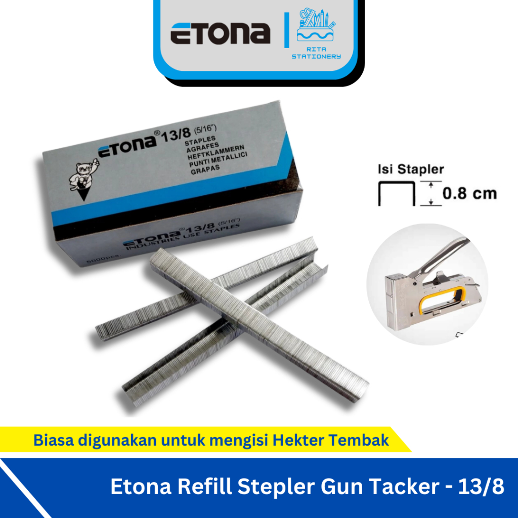 

Etona Refill isi 13/8 Gun Tacker Staples / Hekter Tembak - 1 pack