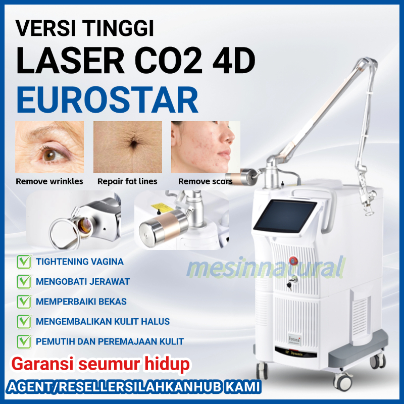 Laser CO2 Fractional Alat Penghilang Stretch Mark Bopeng Bekas Jerawat 4D Eurostar laser CO2 sistem 