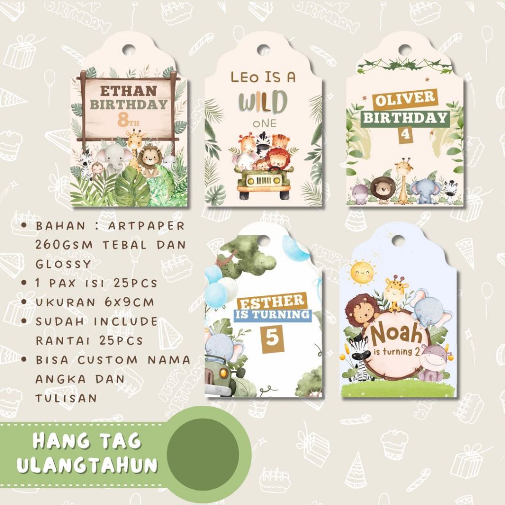 Hang Tag Ulang Tahun Anak Custom - Hangtag Birthday Custom - Birthday Souvenir HangTag hangtag tema 