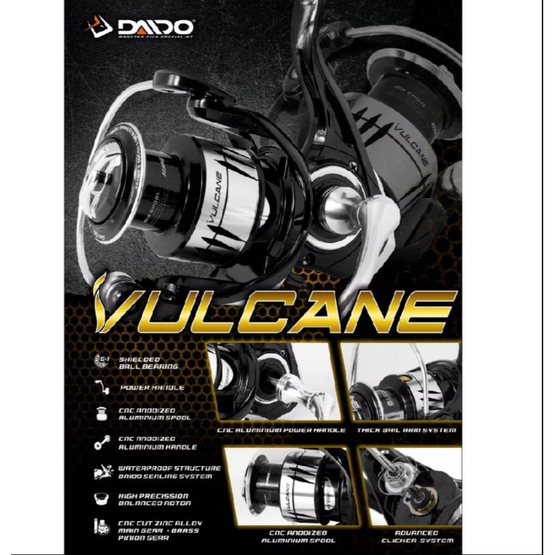 REEL DAIDO VULCANE 7 BEARING ALUMUNIUM SPOOL DAN HANDLE | REEL PANCING DAIDO