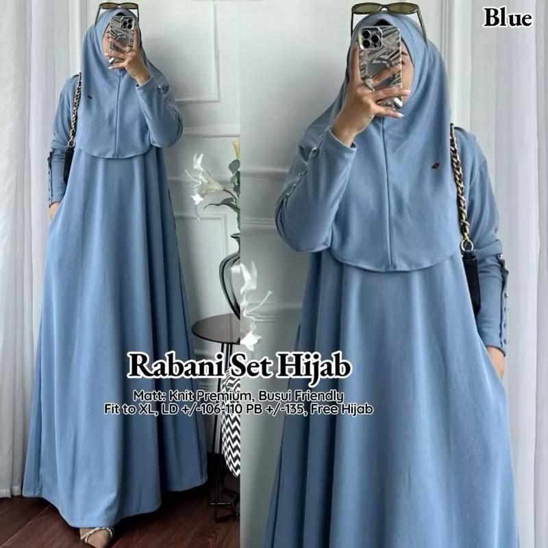 FREE HIJAB RABANI GAMIS SET HIJAB KNIT PREMIUM FIT TO XL 2IN1 GAMIS + HIJAB // RABANI GAMIS SET HIJA