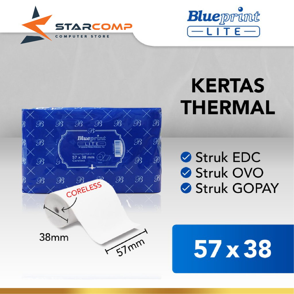 

KERTAS THERMAL BLUEPRINT LITE 57x38 PER ROLL