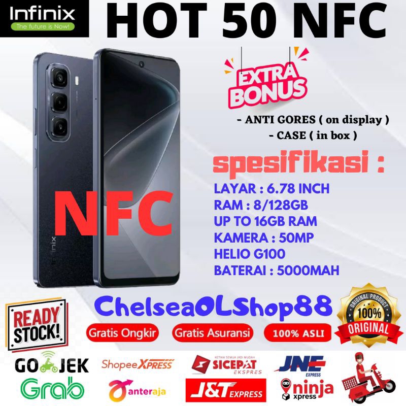 INFINIX HOT 50 NFC / HOT 50i NFC RAM 8/128GB & 6/128GB GARANSI RESMI INFINIX INDONESIA