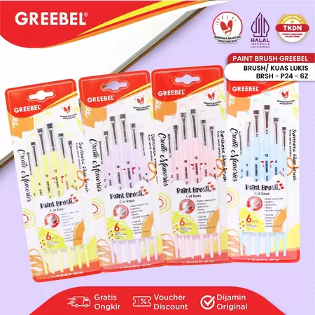 

TBMO GREEBEL KUAS LUKIS BRUSH PAINT ISI 6 BRSH-P24-6Z GB SCS
