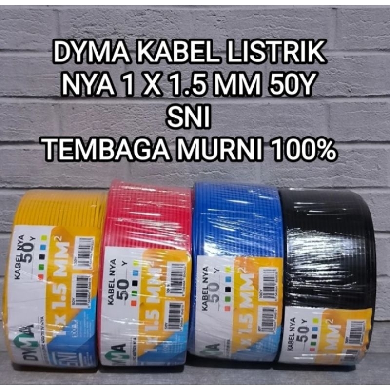 Dyma Kabel NYA 1×1,5mm Tembaga MURNI Full SNI LMK 50 Yard Full
