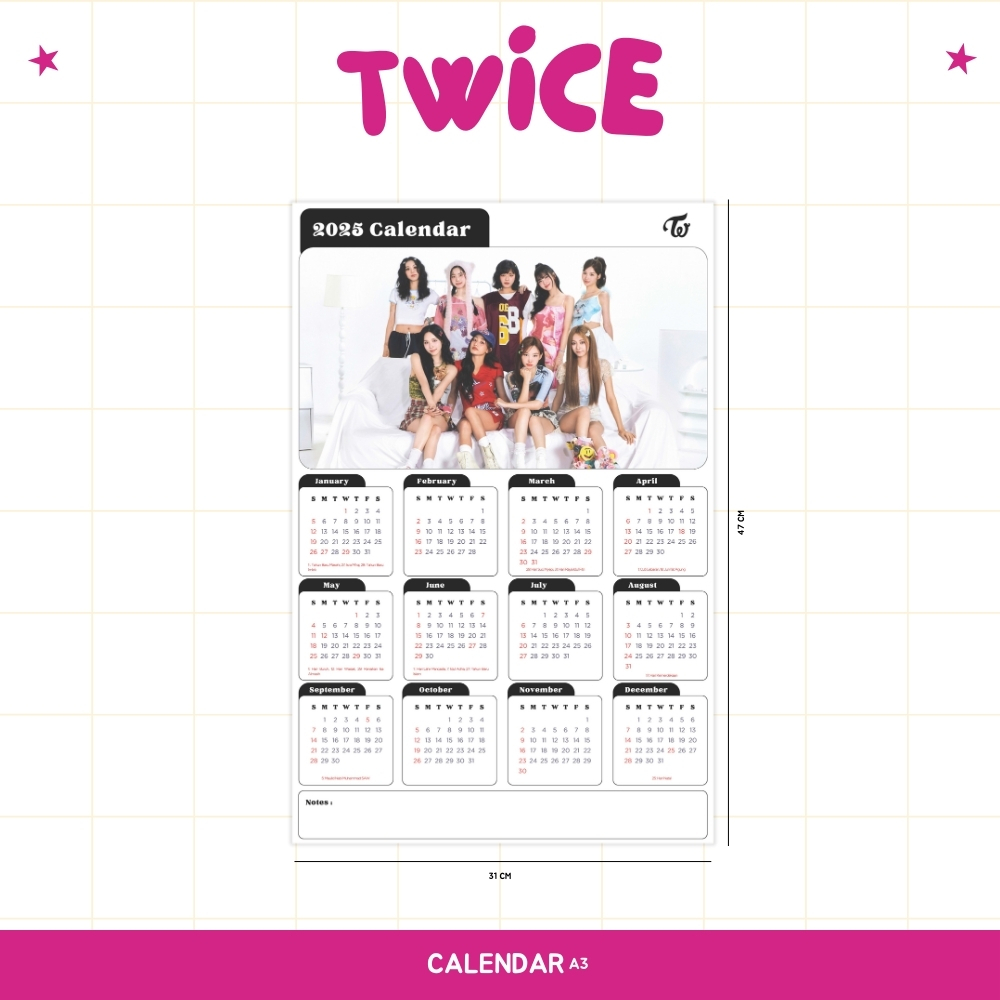 

2025 KALENDER TWICE KPOP + LAMINASI 2SISI BIDAM IDOL KOREA BIAS MURAH UNOFFICIAL ONCE JIHYO NAYEON JEONGYEON MOMO SANA MINA DAHYUN CHAEYOUNG TZUYU READY STOCK !
