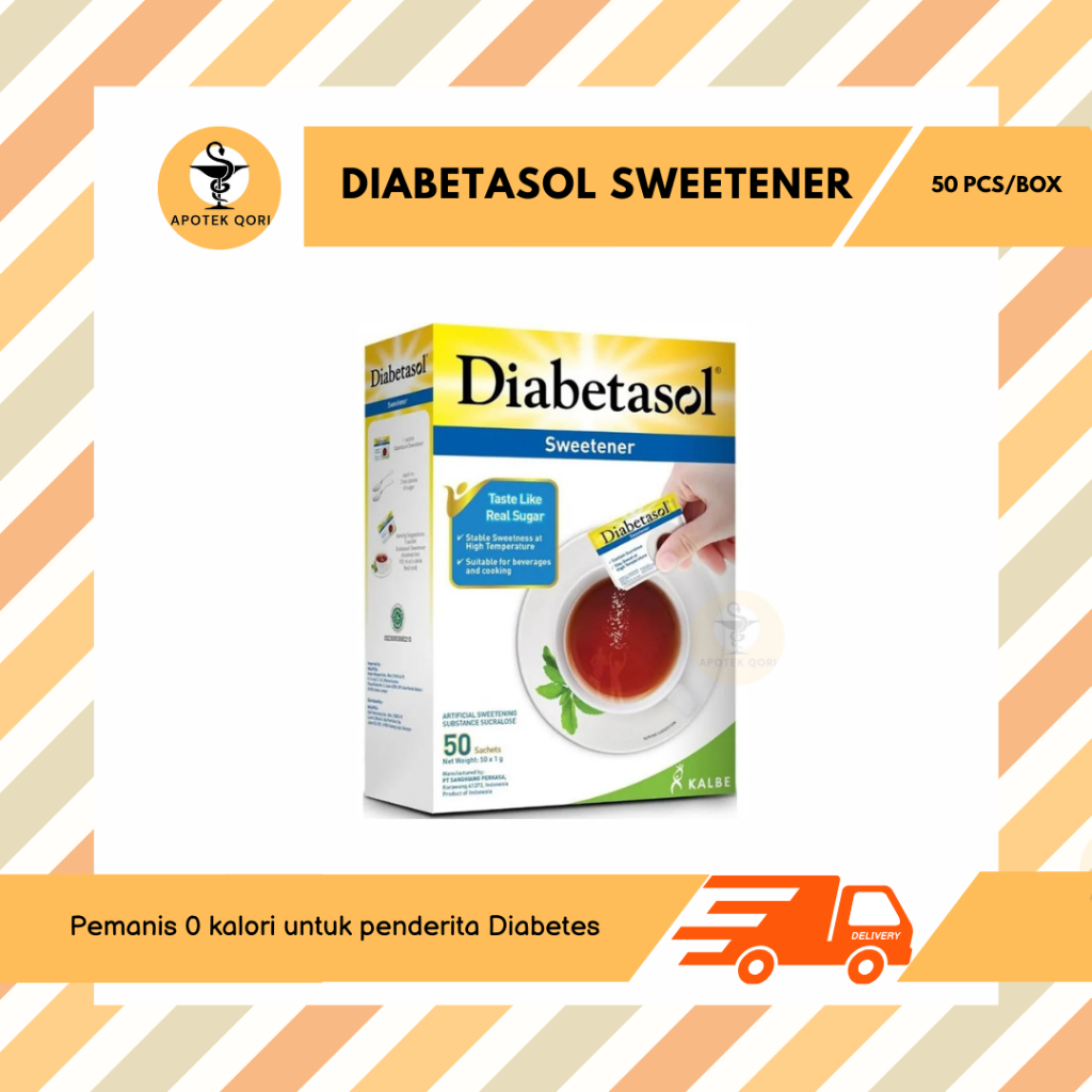 

DIABETASOL SWEETENER ZERO CALORIES ISI 50 SACHET PER BOX/GULA 0 KALORI