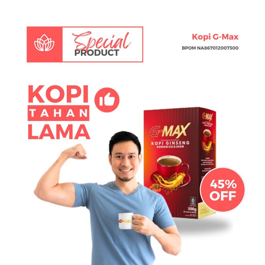 

HH09 G Max Minuman Kopi Stamina Dengan Akar Gingseng Untuk Pria 1 Box Isi 10 Sachet