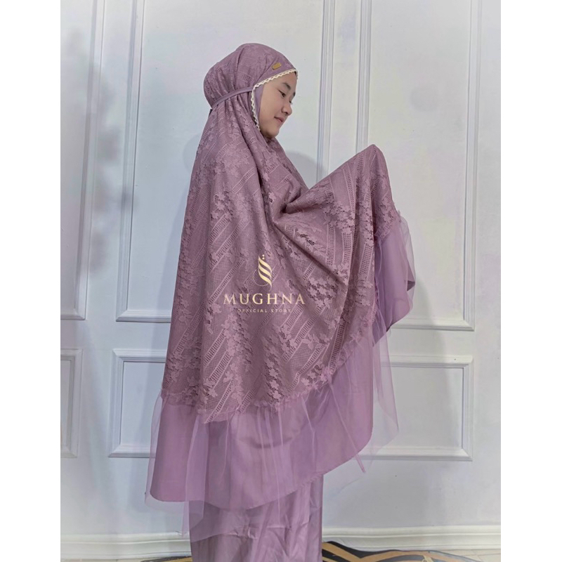 Mukena dewasa Katun terbaru jumbo Renda Brukat Premium 2 in 1 warna putih hitam mauve coksu mukena m