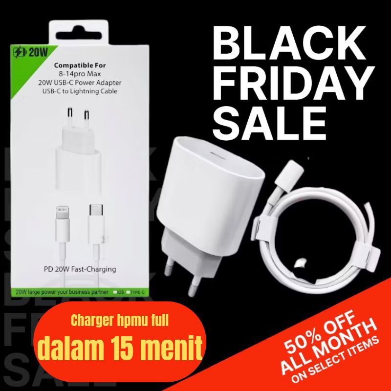 KEPALA ADAPTOR BATOK FAST CHARGER CAS CASAN HP IP IPHONE APPLE X 11 12 13 + KABEL ORIGINAL PACKING