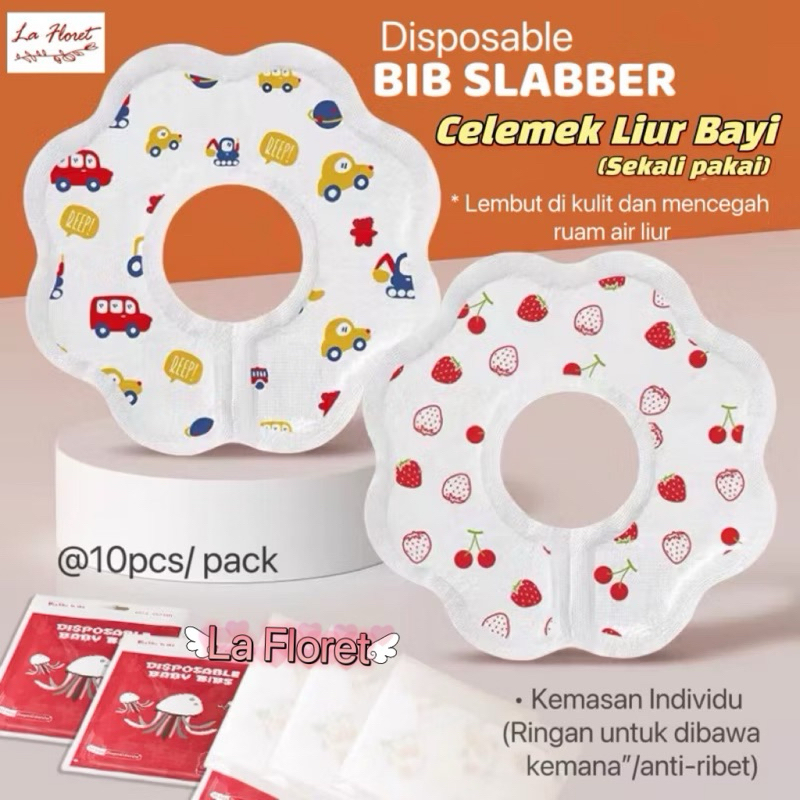 Disposable Celemek Liur/ Bib Slabber Bayi Sekali Pakai Anti Ribet 10Pc/Pack Ringan Tapi Tebal Mudah