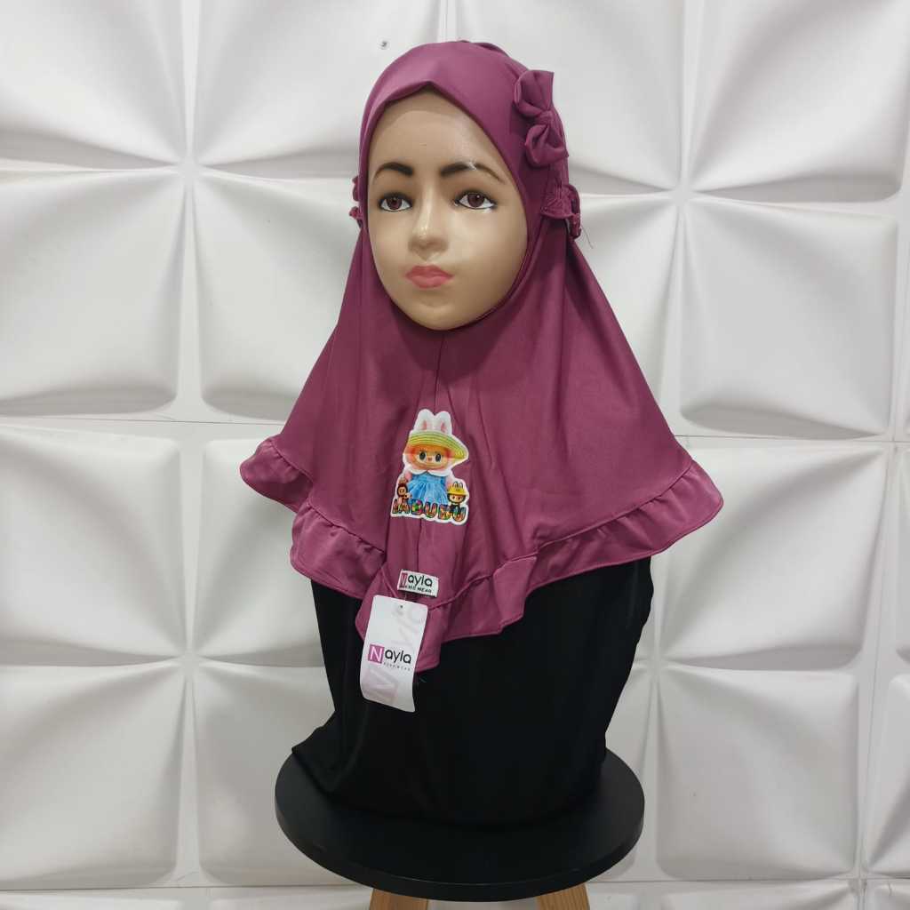 Kerudung Instan Anak Maryam Karet Labubu 6 Bulan-4 Tahun Jersey Balon Hijab Anak Instan Nayla Hijab