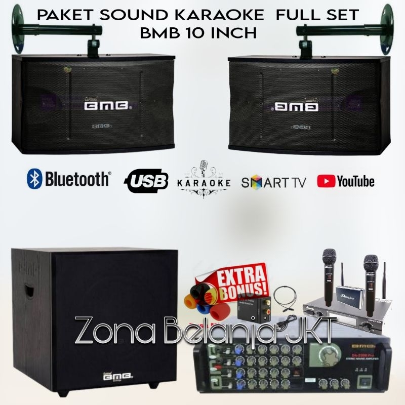 PAKET SOUND SYSTEM KARAOKE SET SPEAKER BMB 10 INCH + SUBWOOFER 12 INCH BMB AMPLIFIER BMB MURAH BERKU