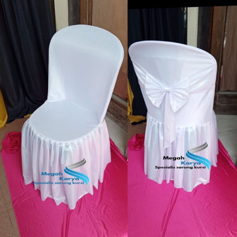 SARUNG KURSI PUTIH PITA/BUNGKUS KURSI NAPOLLY 101/COVER KURSI