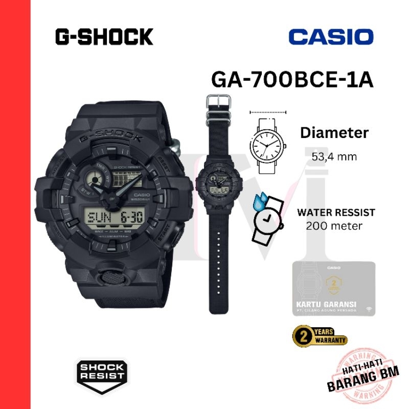 CASIO G-SHOCK GA-700BCE-1A Jam Tangan Pria Original Analog-Digital Kanvas/Kain Sport Antiair GA-700B