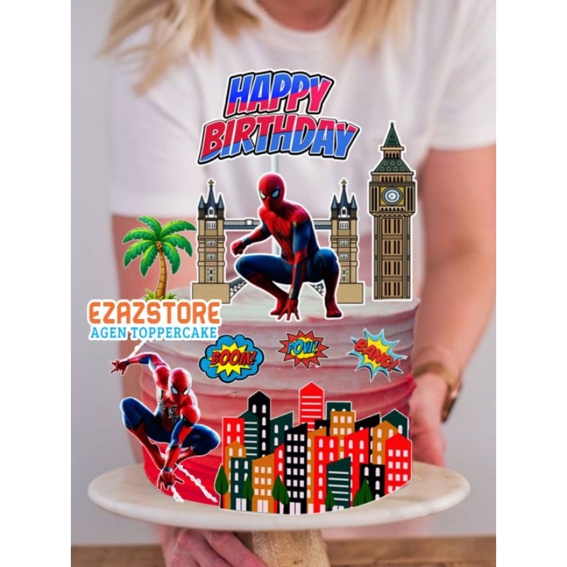 spiderman, toper kue karakter spiderman, topper happy birthday, topper spiderman