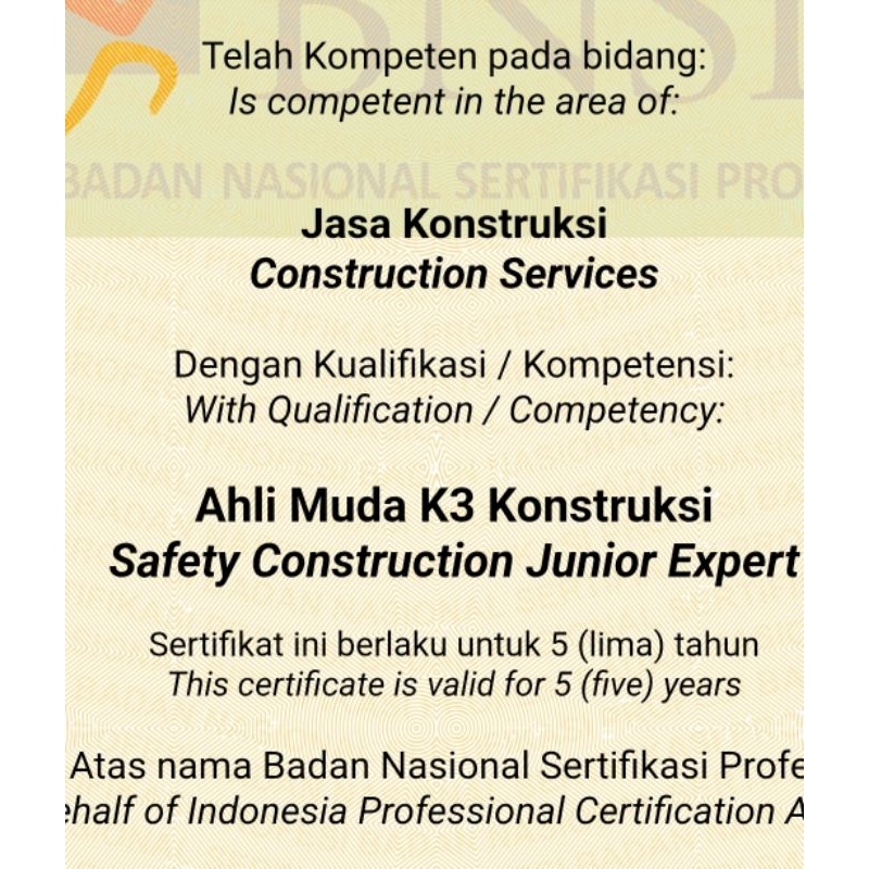 

AHLI MUDA K3 KONSTRUKSI