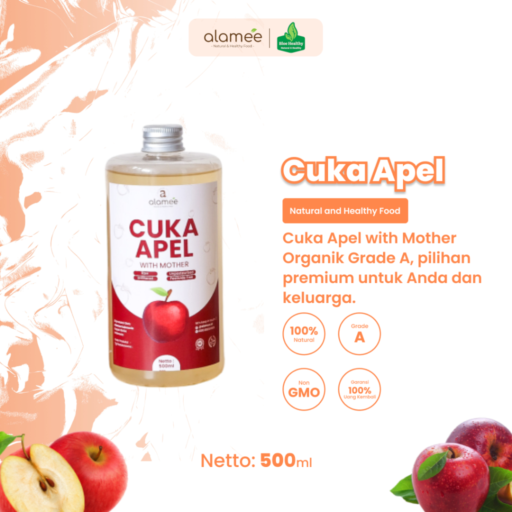 

ALAMEE Cuka Apel Original Organik Apple Cider Vinegar With Mother Vinega Sari Buah 500ml