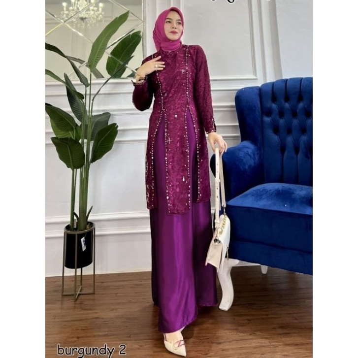 ABIGEL COUPLE SET FAMILY DRESS GAMIS KOKO BAJU KEMEJA BURGUNDI SERIES PREMIUM AYAH IBU ANAK CEWE COW