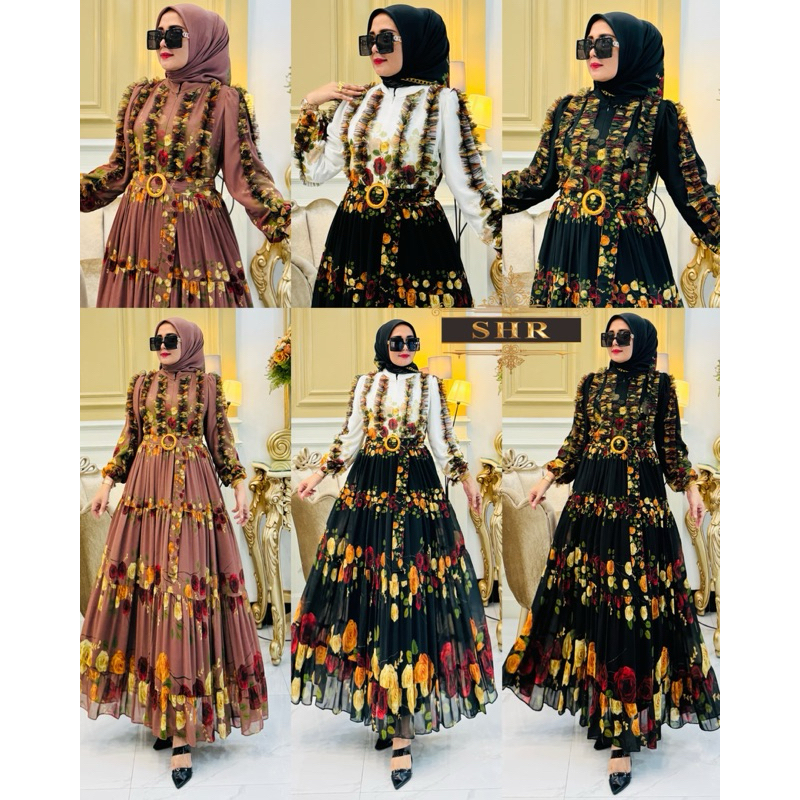 New maxi dress gamis nyap nyap SHR ceruty premium