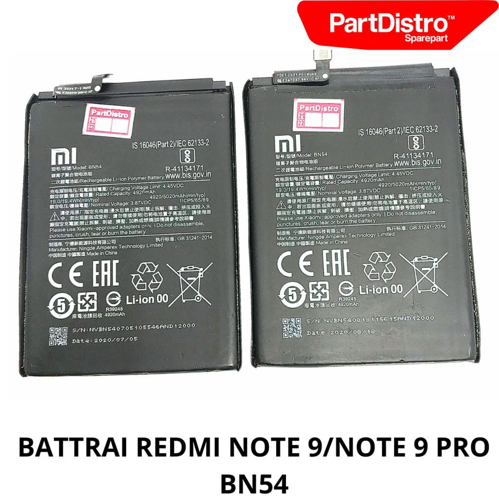 BATT KUALITAS ORI REDMI NOTE 9/BN54