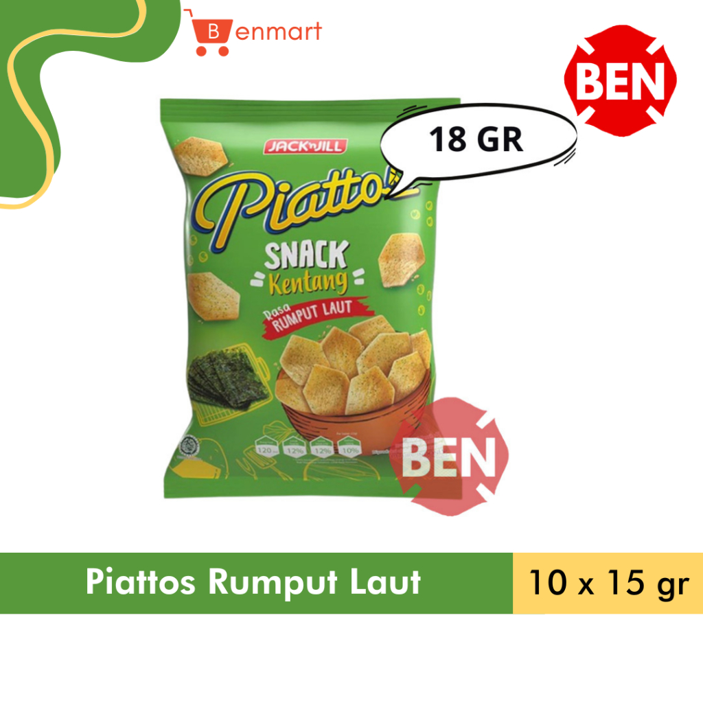 

Piattos Snack Kentang Rumput Laut 1 Renceng 10 Pcs 18g 18gr 18 g gr - Piatos