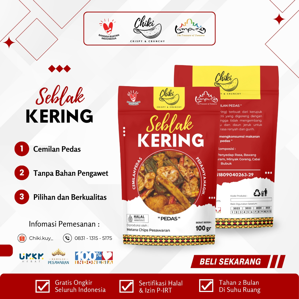 

Chiki.kuy - Seblak Kering (Sebring) 100 Gram | Cemilan Pedas Crispy & Crunchy