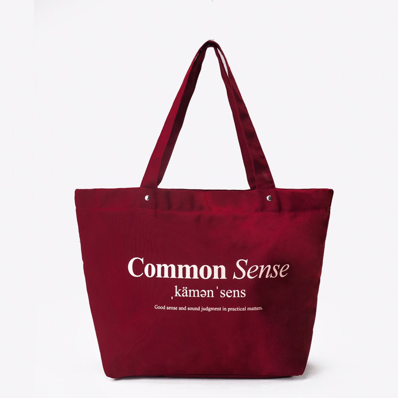 Totebag Kamensens - Common Sense Maroon Magenta - Tas Kuliah / Tas Kerja / Tote Bag Retsleting / Tot